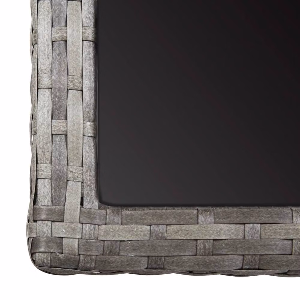Berkfield Home Anthracite Garden Table in Grey Poly Rattan and Glass, W/D/H: 110 x 53 x 72 cm – 3