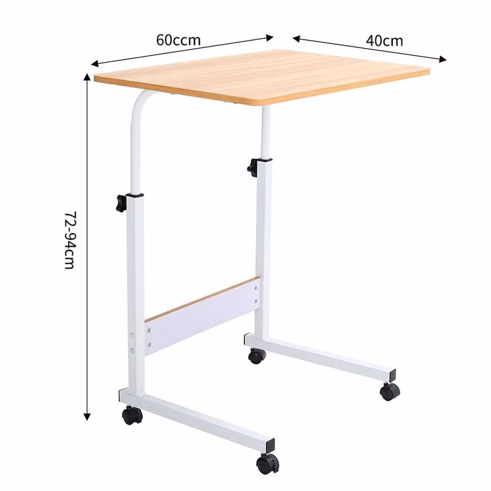 EONLION Height Adjustable Mobile Over Bed Table in Brown – 2