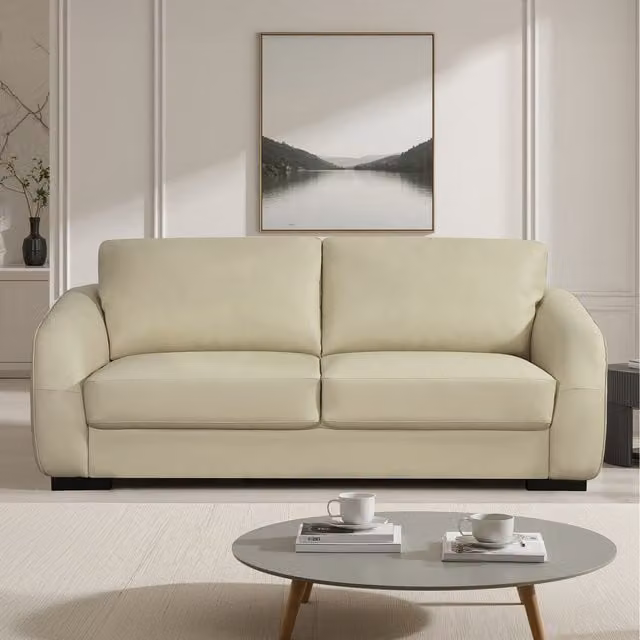 Artemis Home Brandon 3 Seat Bonded Leather Sofa in Beige