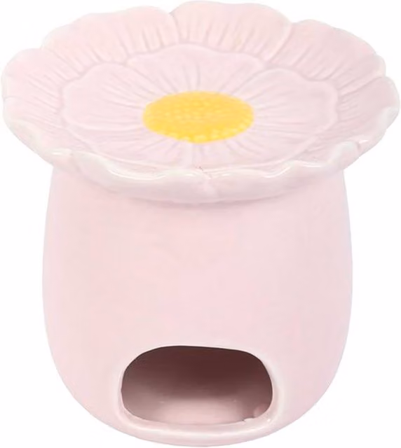 Something Different Daisy Ceramic Oil Burner in Light Pink, H: 14.0 cm x W: 12.5 cm x D: 14.0 cm