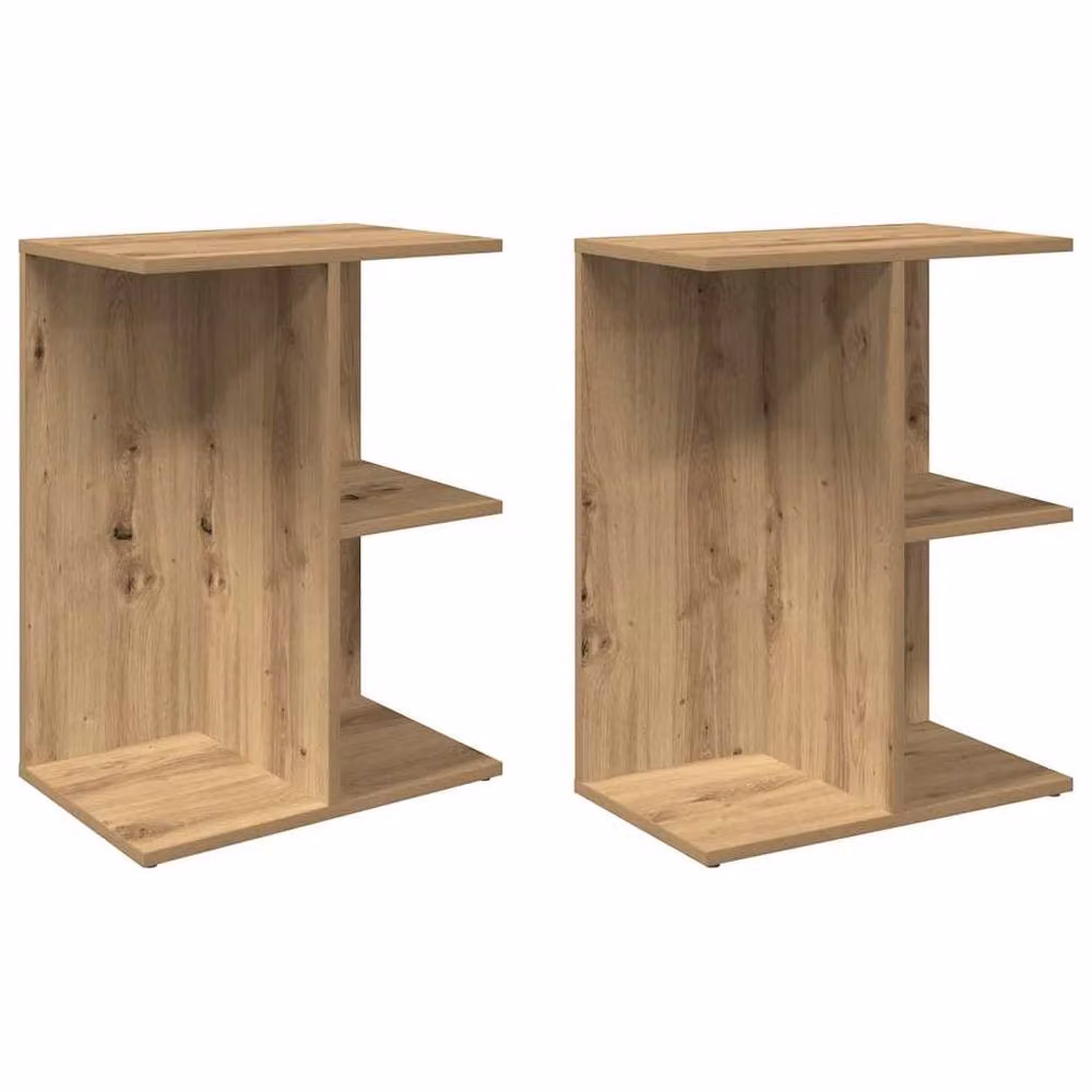 Berkfield Home Elegant Artisan Oak Bedside Tables, 2 Piece Set, Brown, W: 46.5 cm, D: 29 cm, H: 61 cm – 2