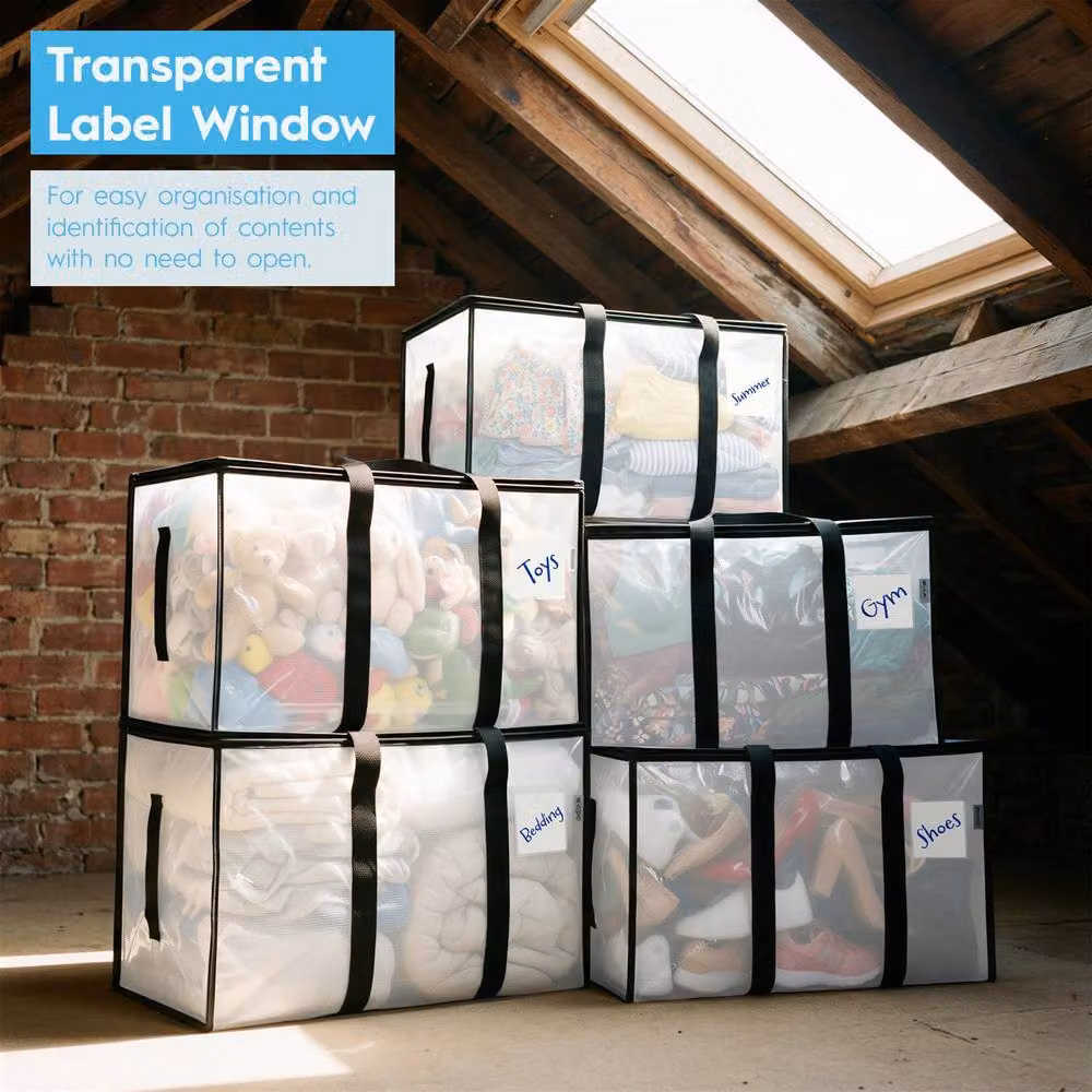 Harbour Housewares Large Heavy Duty Moving Bags, 90L, Pack of 6, Transparent – 5