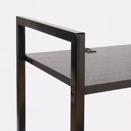OHS Manhattan 3 Tier Ladder Shelving Unit, Modern Black Wood and Metal Storage Organiser, W/D/H: 80 x 24 x 80 cm – 3