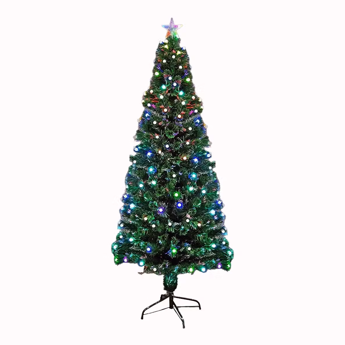 Shatchi Berries Balls LED Pre-Lit Fibre Optic Christmas Tree in Green, Height: 90 cm – 2