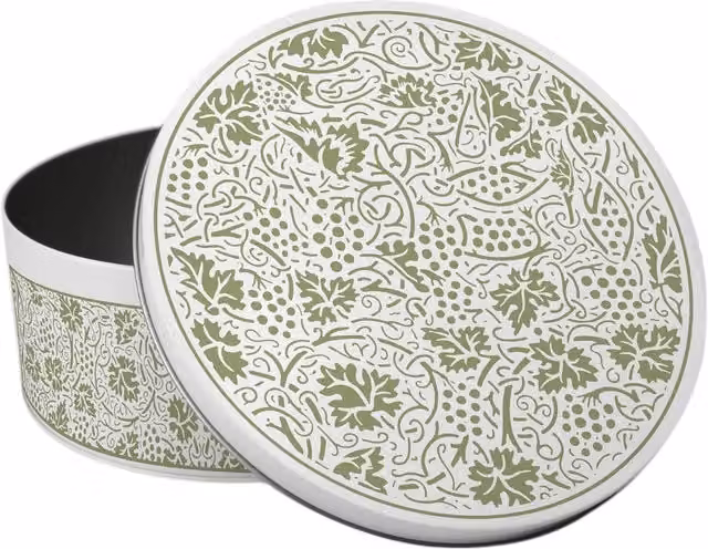 Purely Home Green Oak Leaves and Berries Round Cake Tin in Green and White