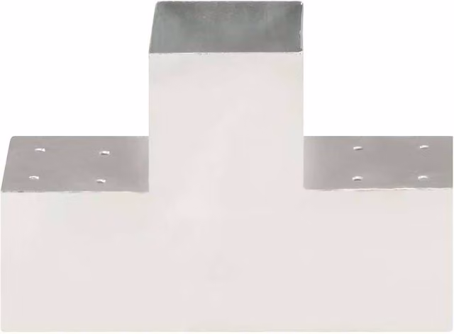 Berkfield Home T-Shape Galvanised Steel Post Connectors, Silver, 4 Pack – 1