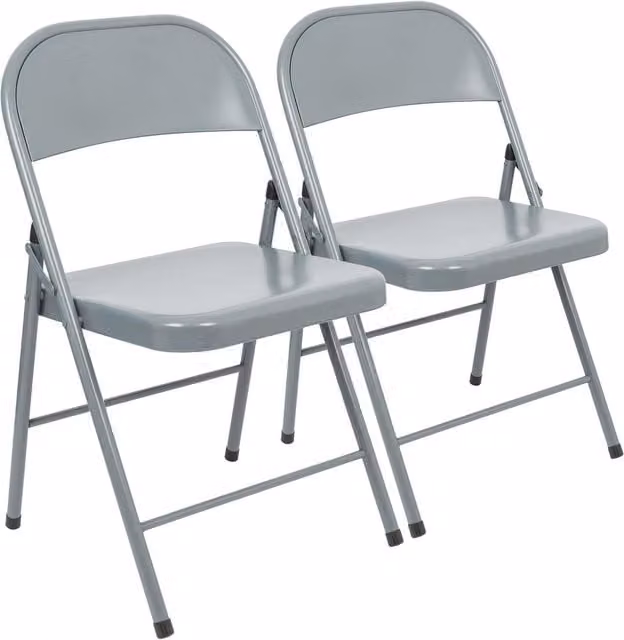 Harbour Housewares Pack of 2 Grey Metal Folding Stackable Chairs