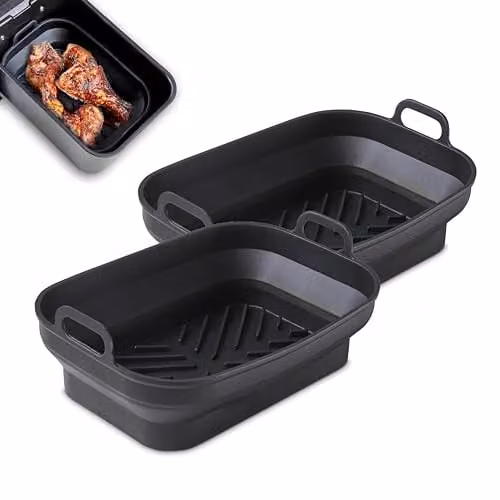Tower Set of 2 Black Rectangular Foldable Silicone Loaf Tins – 1