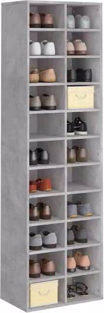 Berkfield Home Shoe Cabinet in Concrete Grey, W: 54 cm, D: 34 cm, H: 183 cm