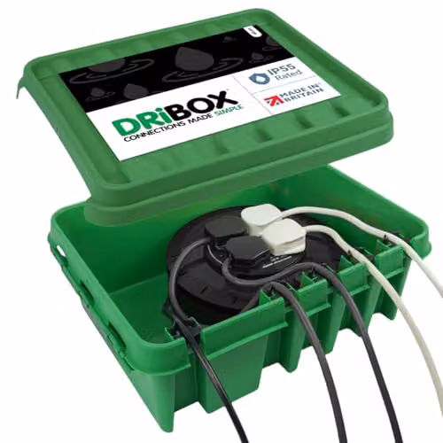 DRiBOX Large IP55 Weatherproof Outdoor Electrical Connection Box, Green, W/D/H: 40 x 31 x 14.5 cm