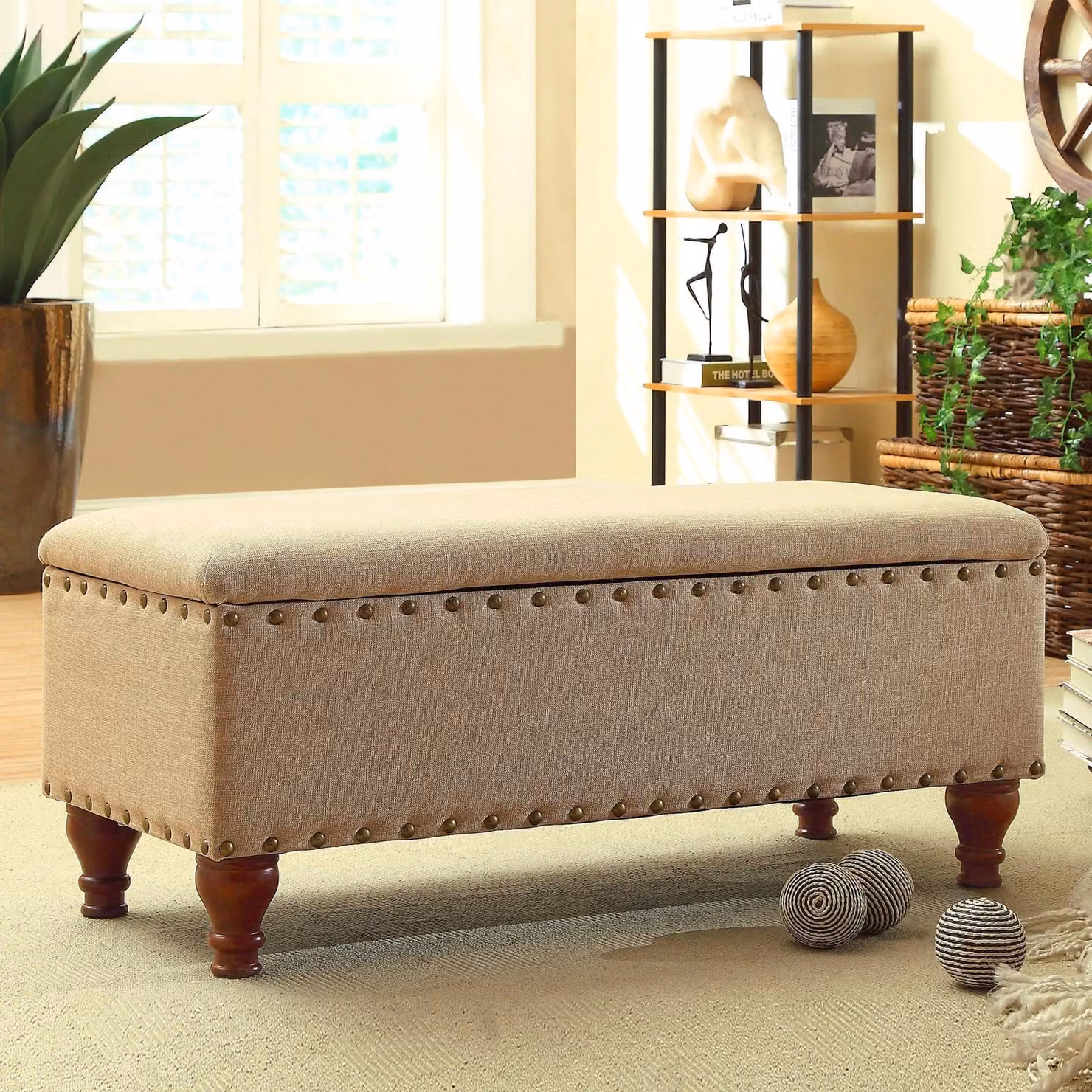 Luxor Living Chelsea Storage Ottoman Bench in Tan Fabric – 3