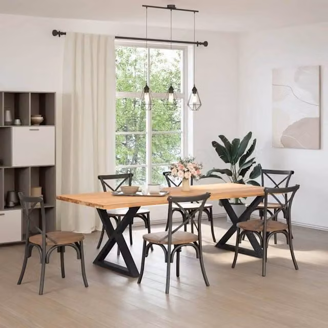 Berkfield Home Modern Dining Table Legs, 2 Pieces, Black Steel, H: 72-73.3 cm x W: 90 cm – 1