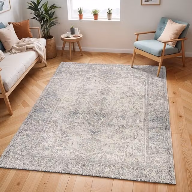 Livabliss Margot Traditional Hand-Knotted Living and Dining Room Rug in Blue, Pink and Green, W: 200 cm, D: 275 cm – 1