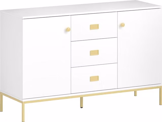 HOMCOM Modern White and Gold Sideboard W/D/H: 120 x 35.6 x 77 cm – 1