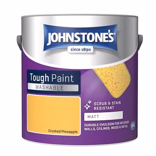 Johnstone's Washable Matt Wall and Ceiling Paint in Yellow, 2.5L