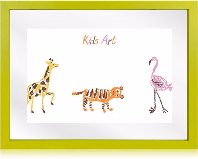 Innoteck Modern Rectangular Children Artwork Gallery Photo Frame in Green Wood