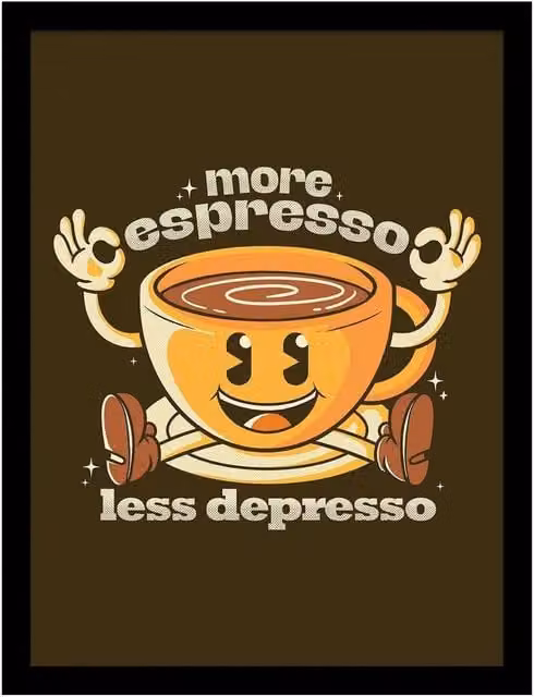 Pyramid International More Espresso Less Depresso Framed Multicolour Typography Poster