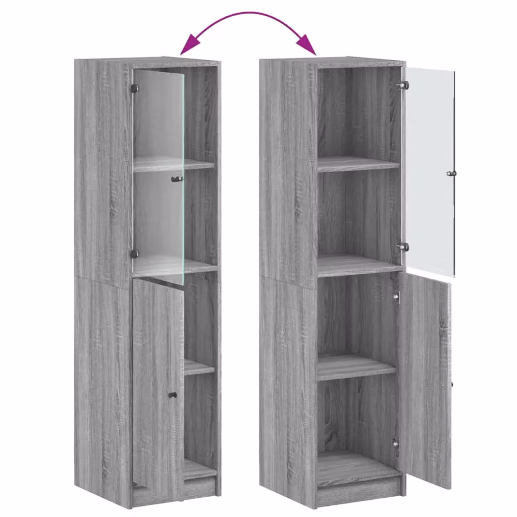 Berkfield Home Highboard with Glass Doors in Grey Sonoma, W/D/H: 35 x 37 x 142 cm – 3