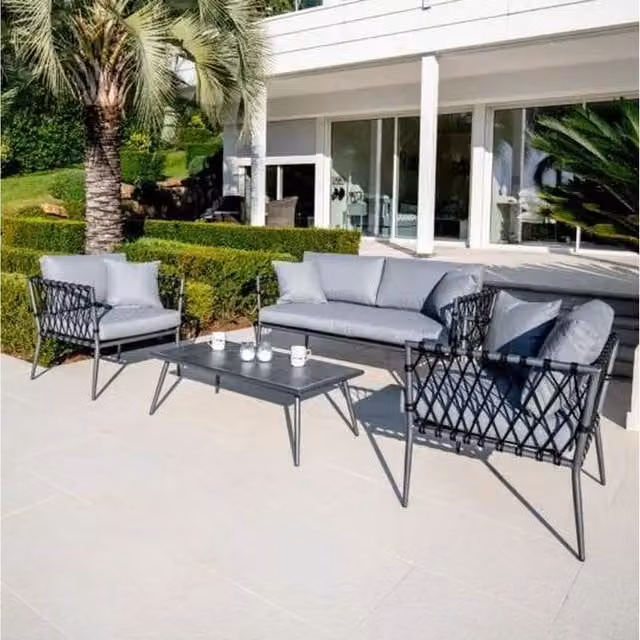 Better Garden Modern 4 Seater Grey Rattan Outdoor Garden Sofa Set