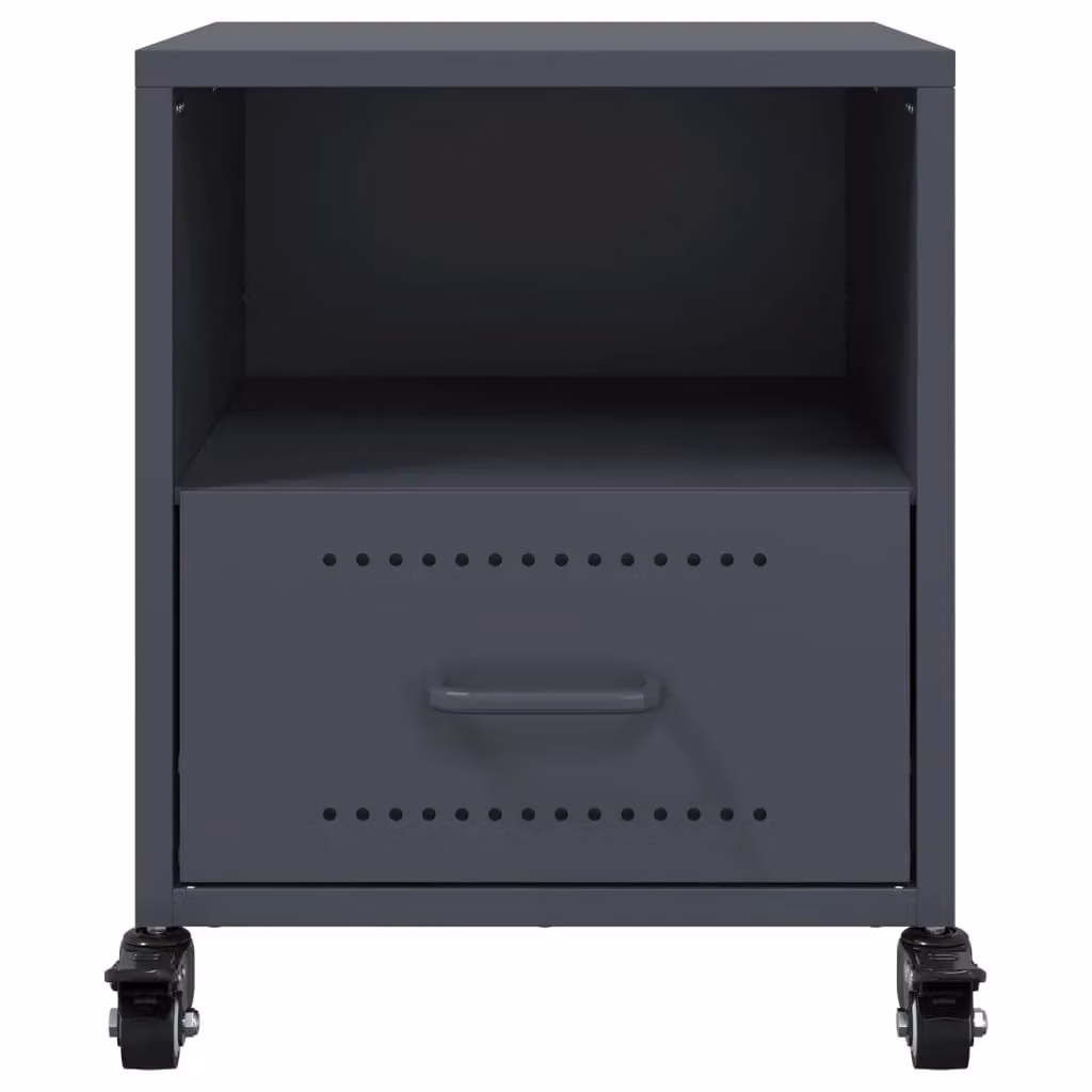 Berkfield Home Set of 2 Anthracite and Black Steel Bedside Cabinets, W/D/H: 36 x 39 x 43.5 cm – 3
