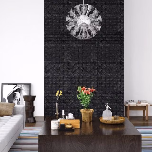 Berkfield Home 3D Self-adhesive Brick Wallpaper, 20 Pieces, Black – 1