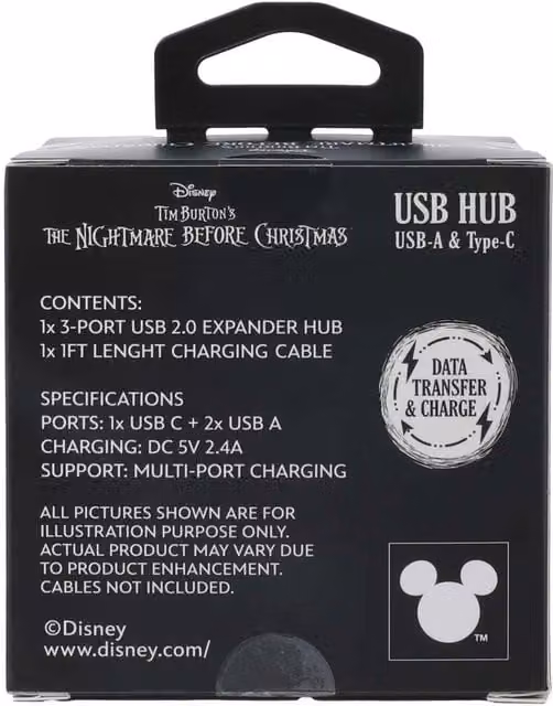 Quest USB Charging Hub with 2 USB-A and 1 USB-C Ports, Black