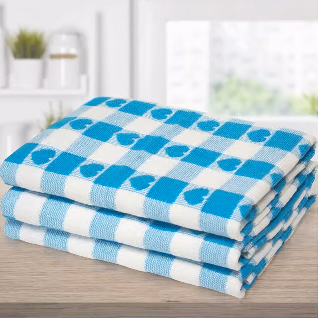 Kitchen Trends Blue Striped Cotton Quick Dry Tea Towels, Pack of 3