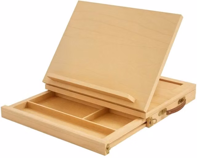 VOGREX Portable Wooden Table Easel Box with Storage in Brown, W/D/H: 33.5 x 26.0 x 26.0 cm – 1