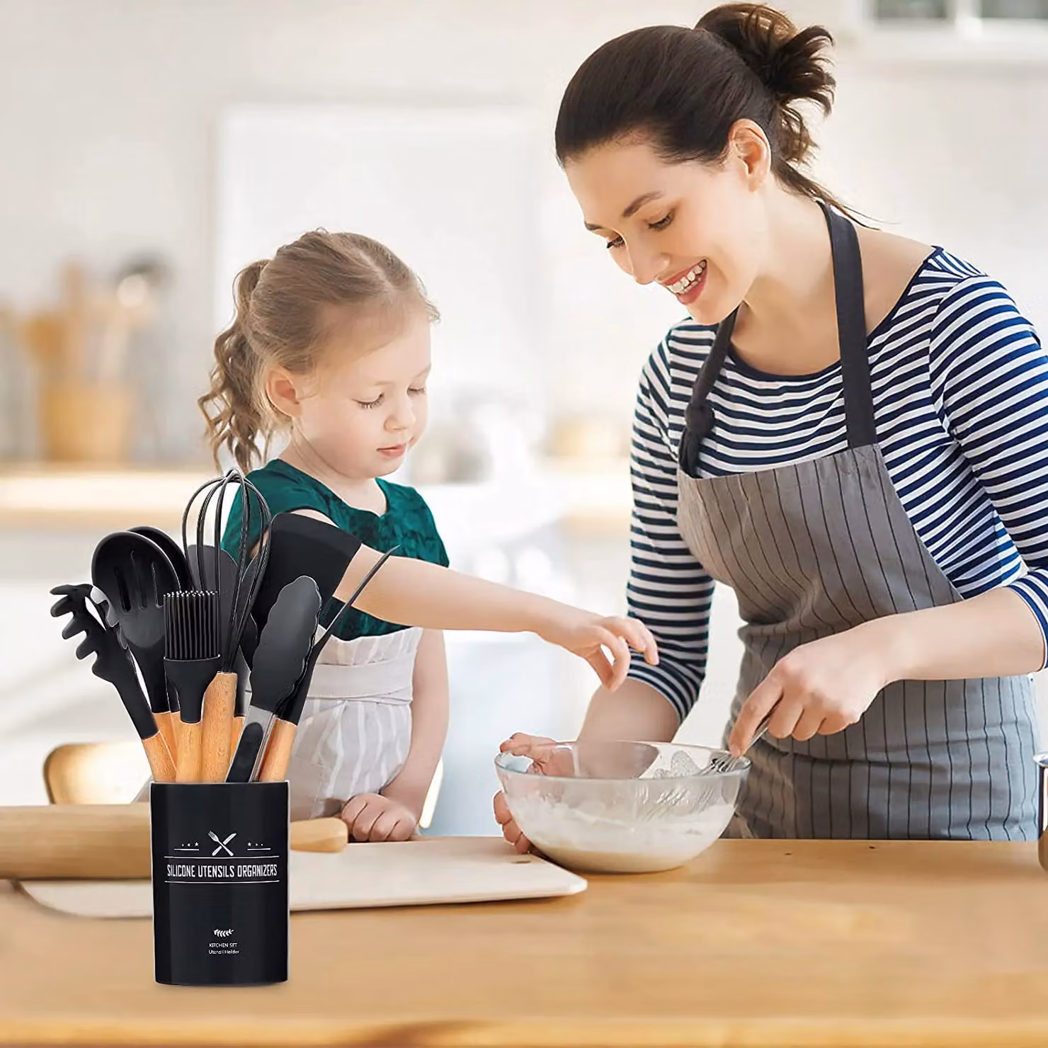 Duffy 22-Piece Heat Resistant Silicone and Stainless Steel Kitchen Utensil Set in Black – 4