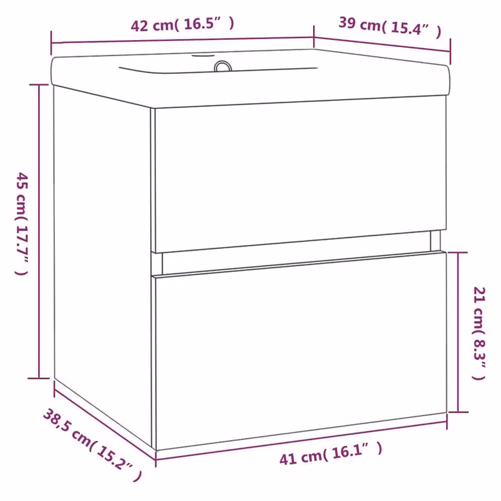 Berkfield Home Wall Mounted Bathroom Sink Cabinet with Built-in Basin in Smoked Oak Brown – 4