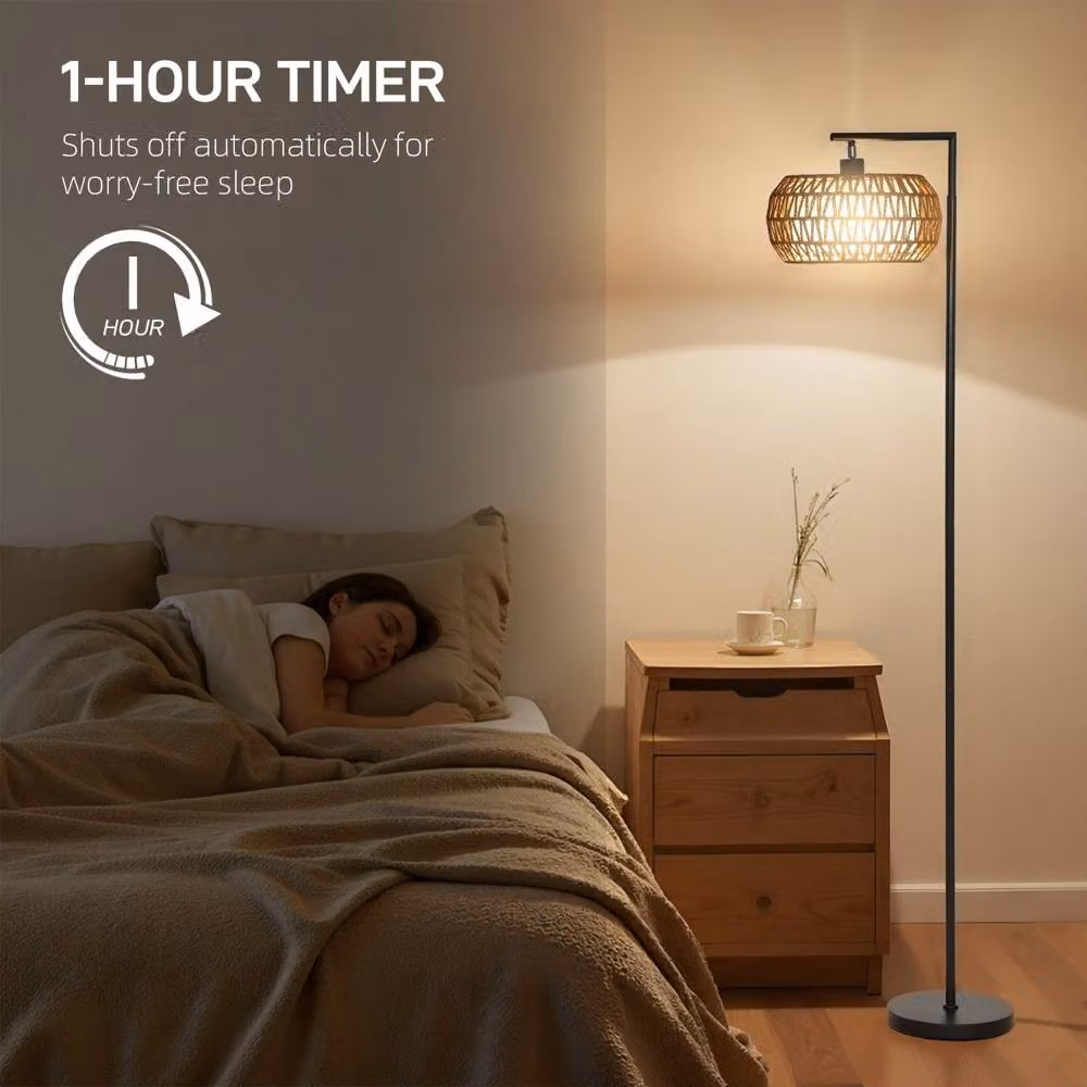 Wyld Haus Modi Black Boho Dimmable LED Floor Lamp with Remote Control and Timer, H 170 cm x W 33 cm x D 33 cm – 5