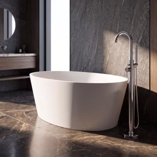 Balterley Kingswinford Luxury Contemporary Freestanding Oval Double Ended Bath Tub, White, W: 1510 mm, D: 760 mm, H: 55.5 cm – 3