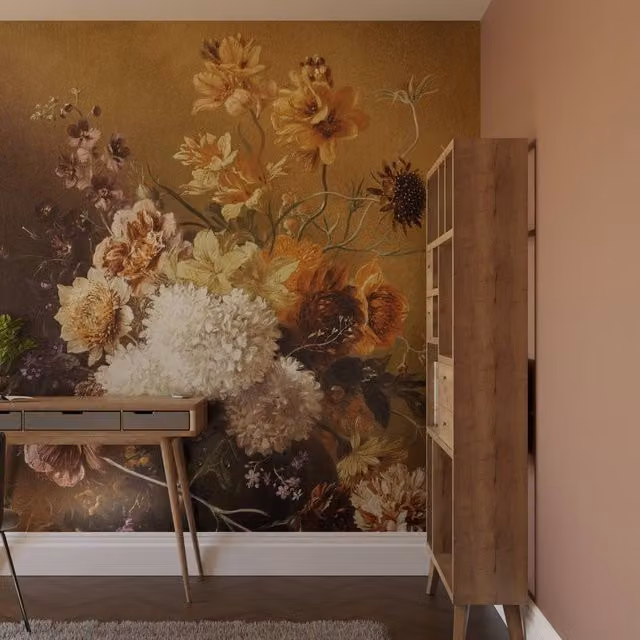 Superfresco Easy Ochre Print To Order Floral Mural in Yellow, W: 300 cm, H: 280 cm – 1