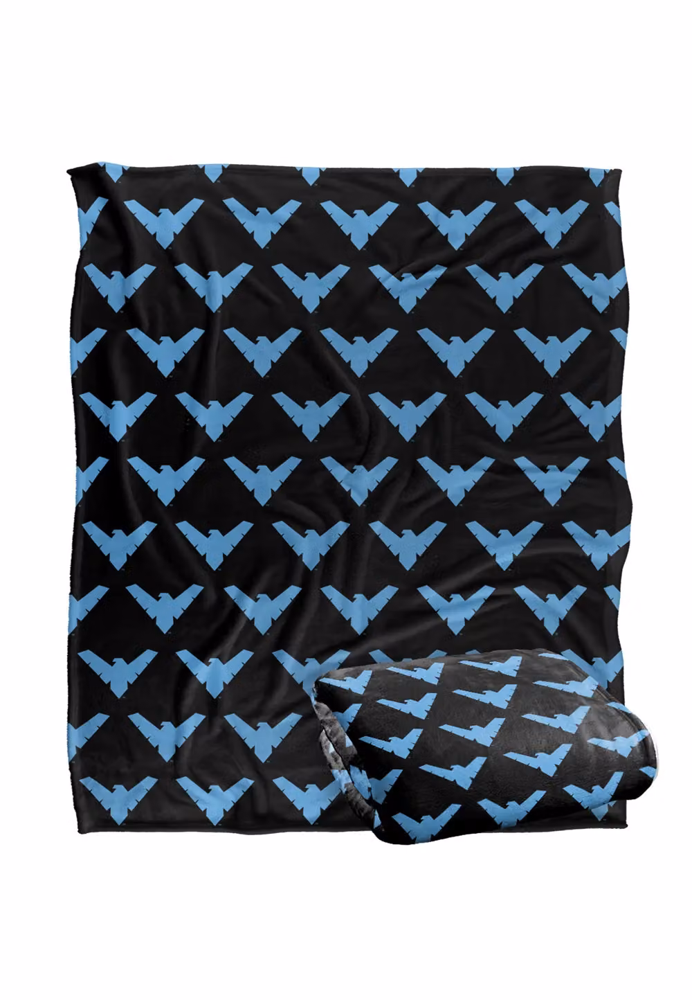 DC Comics Batman Nightwing Logo Pattern Fleece Blanket, White, W: 152 cm, D: 127 cm – 2