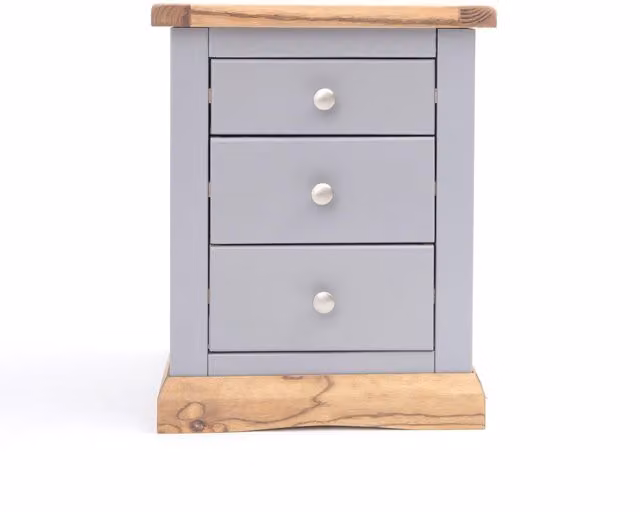Cabinet Bits Biccari 3 Drawer Grey Ash Wood Bedside Table