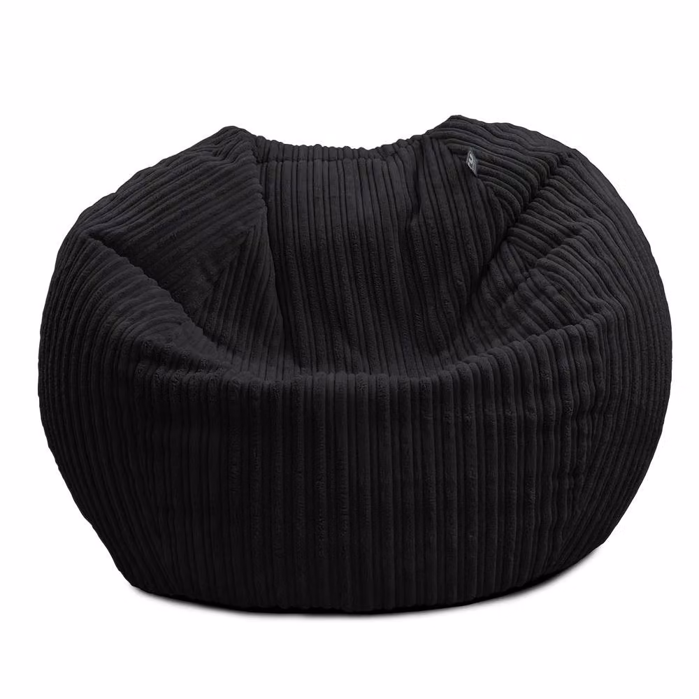 rucomfy Classic Kids Bean Bag Chair, Black Jumbo Cord Slouchbag with Removable Cover – 2