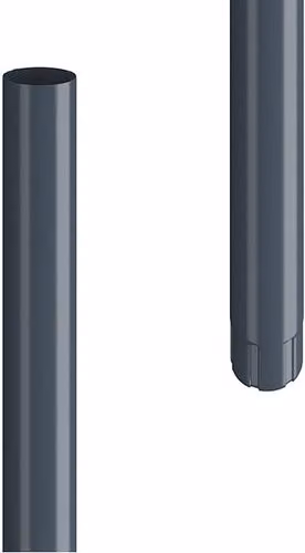 Lindab Galvanised Steel Downpipe, Grey, Length: 3 m, Diameter: 7.5 cm