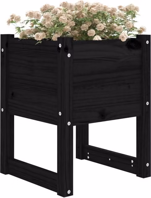 Berkfield Home Black Solid Wood Pine Planter W/D/H: 40 x 40 x 52.5 cm – 1