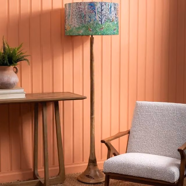 Voyage Maison Kinross Floor Lamp with Whimsical Tale Eva Lampshade in Natural and Multicolour – 1
