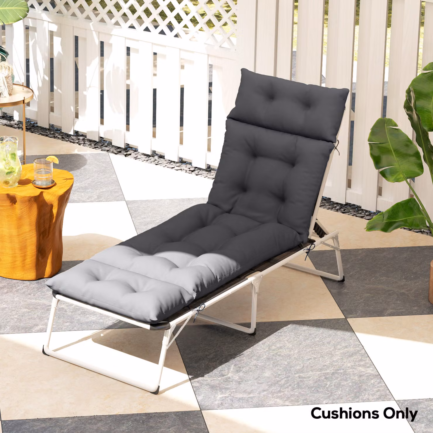 Outsunny Sun Lounger Replacement Cushion in Dark Grey, W: 190 cm, D: 56 cm, H: 10 cm – 9