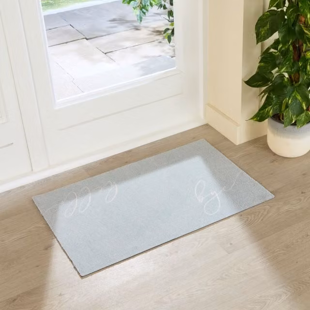 Artsy Mats Hello Bye Blue Washable Non-Slip Indoor Doormat W: 80 cm, D: 50 cm