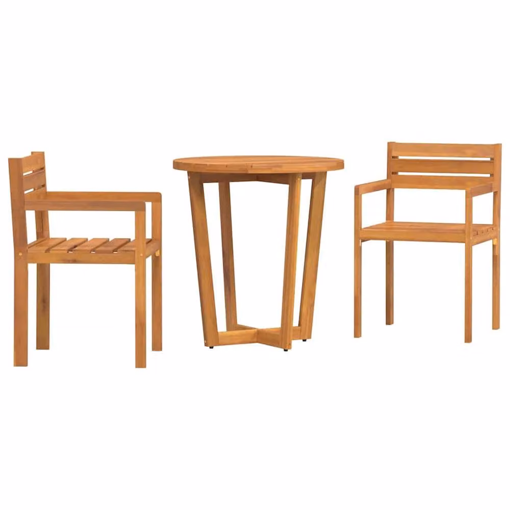 Berkfield Home 3 Piece Solid Acacia Wood Garden Dining Set in Brown – 2
