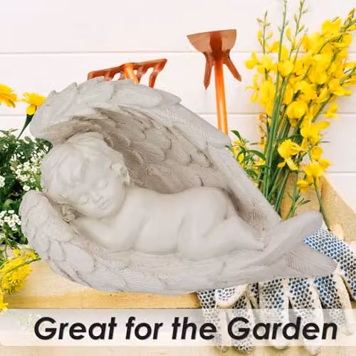 VFM e-Store Memorial Angel Flower Pot Ornament, White, H 18 cm x W 7 cm x D 2 cm – 3