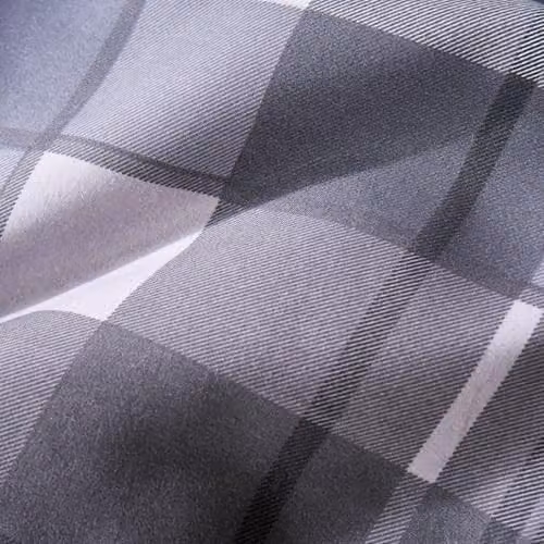 OHS Grey Tartan Check Sherpa Reversible 10.5 Tog Coverless Duvet with Pillowcases, W/D/H: 135 x 200 cm – 4