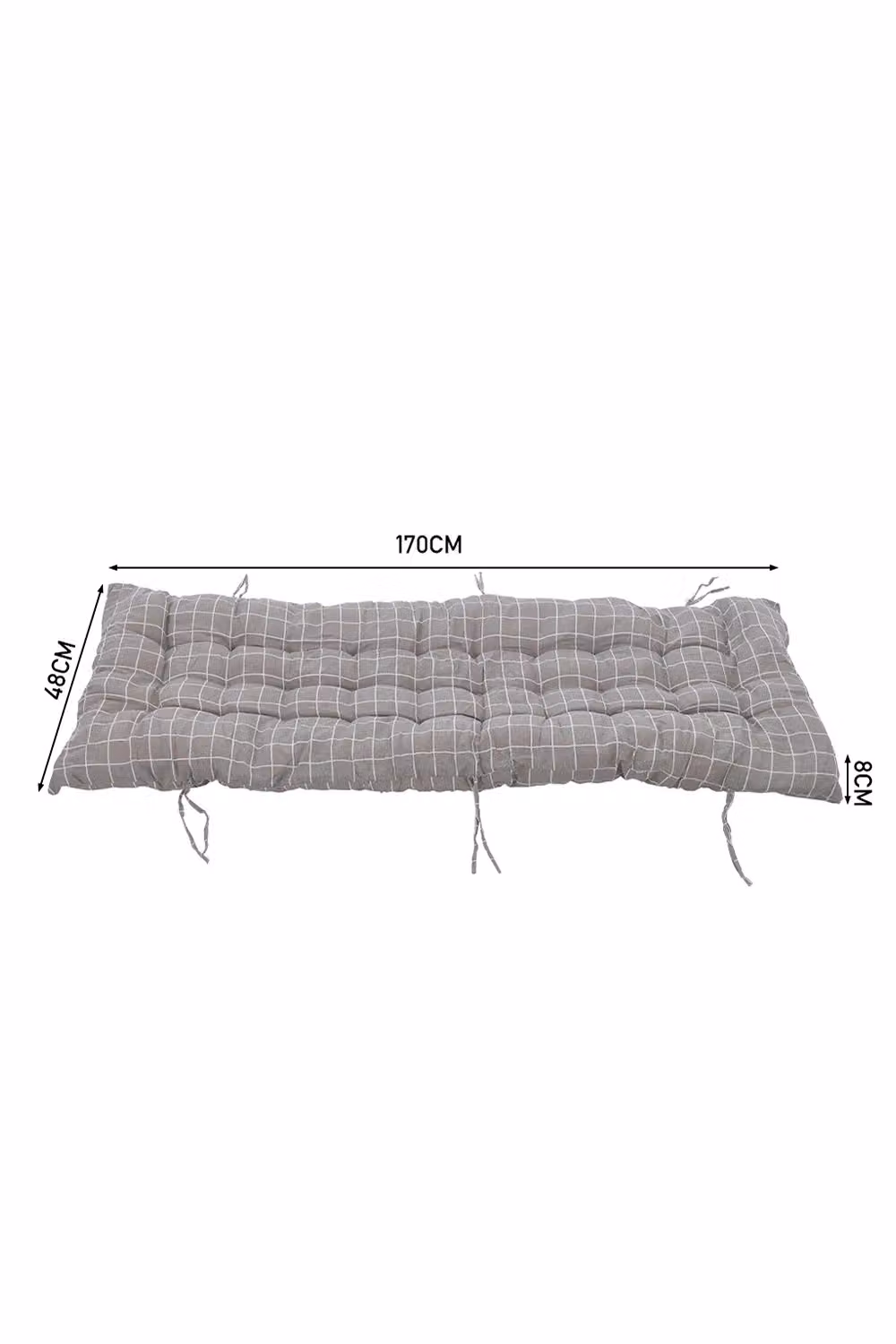 Living and Home Grey Plaid Print Button Tufted Beach Chair Seat Cushion, W: 48 cm, L: 170 cm – 3