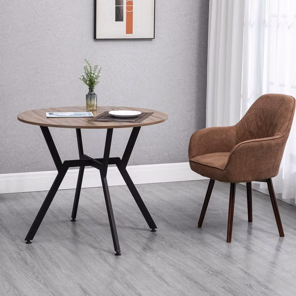STILVORA Round Modern Dining Table in Brown with Wooden Structure, W: 90 cm, H: 76 cm – 2