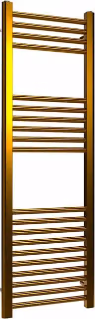 Lux Heat Polished Brass Wall Mounted Steel Towel Radiator, W: 120 cm, H: 40 cm