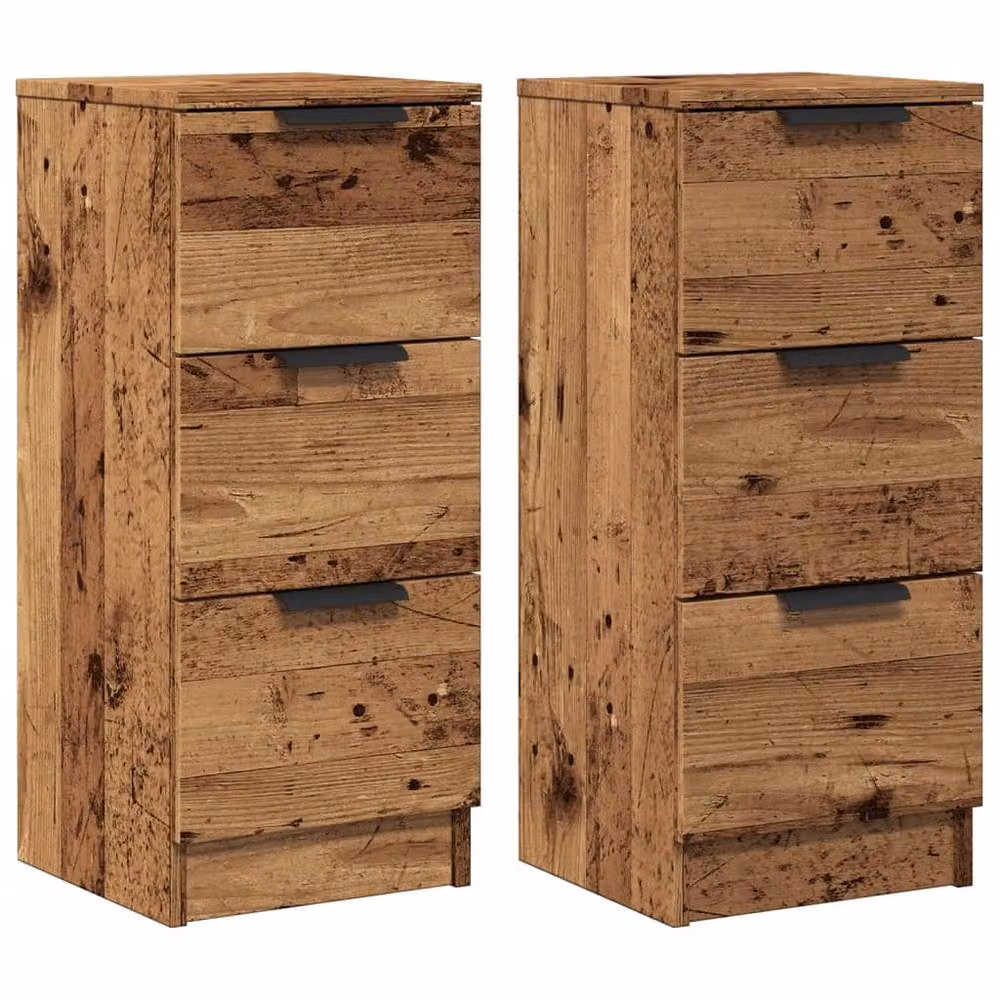 Berkfield Home Set of 2 Rustic Brown Engineered Wood Sideboards, W/D/H: 30 x 30 x 70 cm – 2