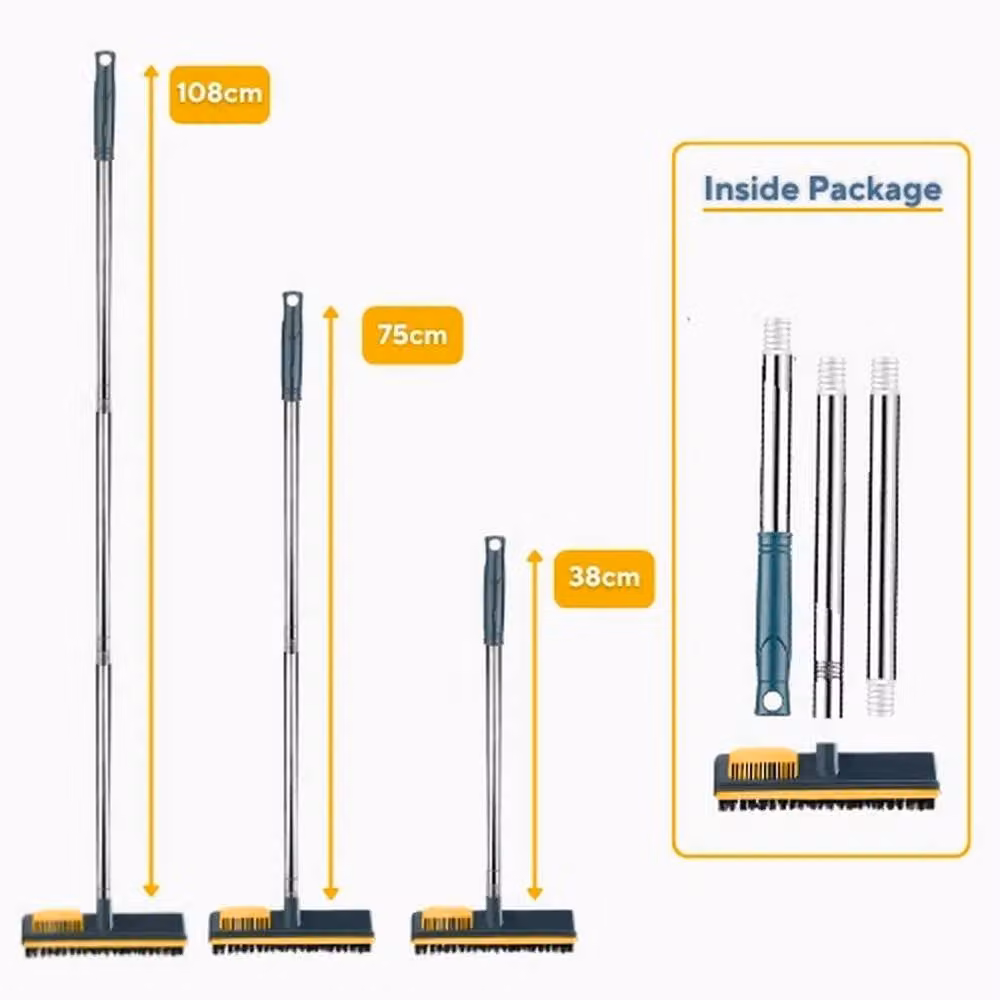 PAWNORA 2 in 1 Floor Scrub Brush and Squeegee with Telescopic Handle, Blue – 2