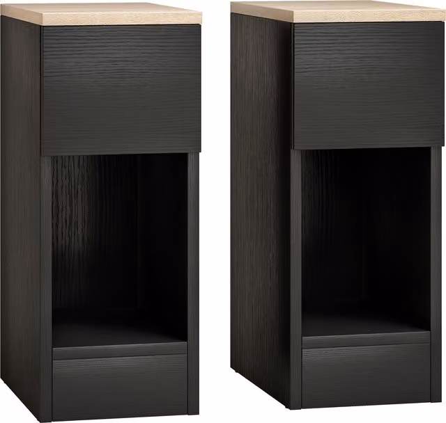 HOMCOM Set of Two Modern Black Bedside Tables